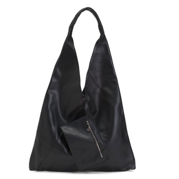 MARLON NERO Made In Italy Leather Large Slouchy Hobo